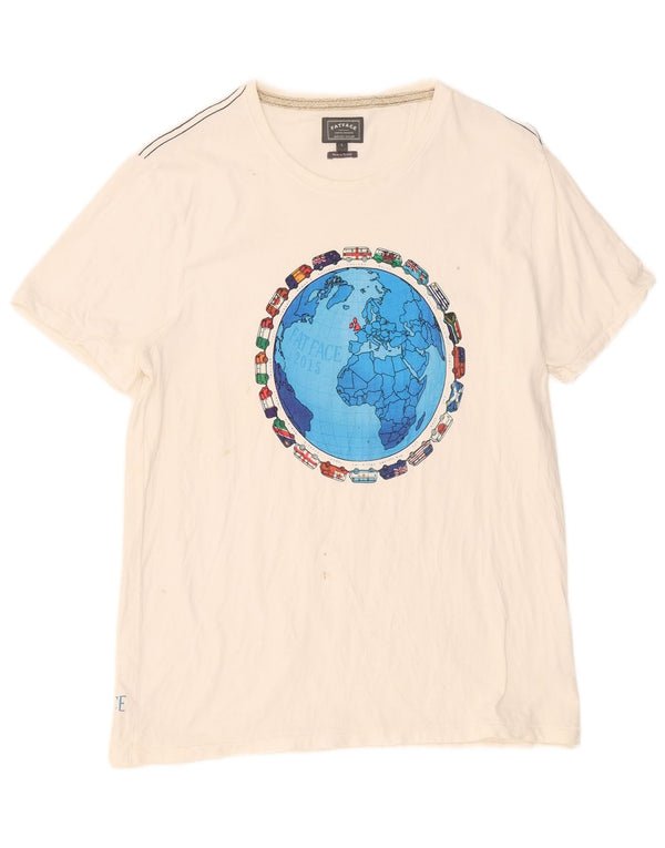 Fat Face Mens Graphic T-Shirt Top Large White Cotton