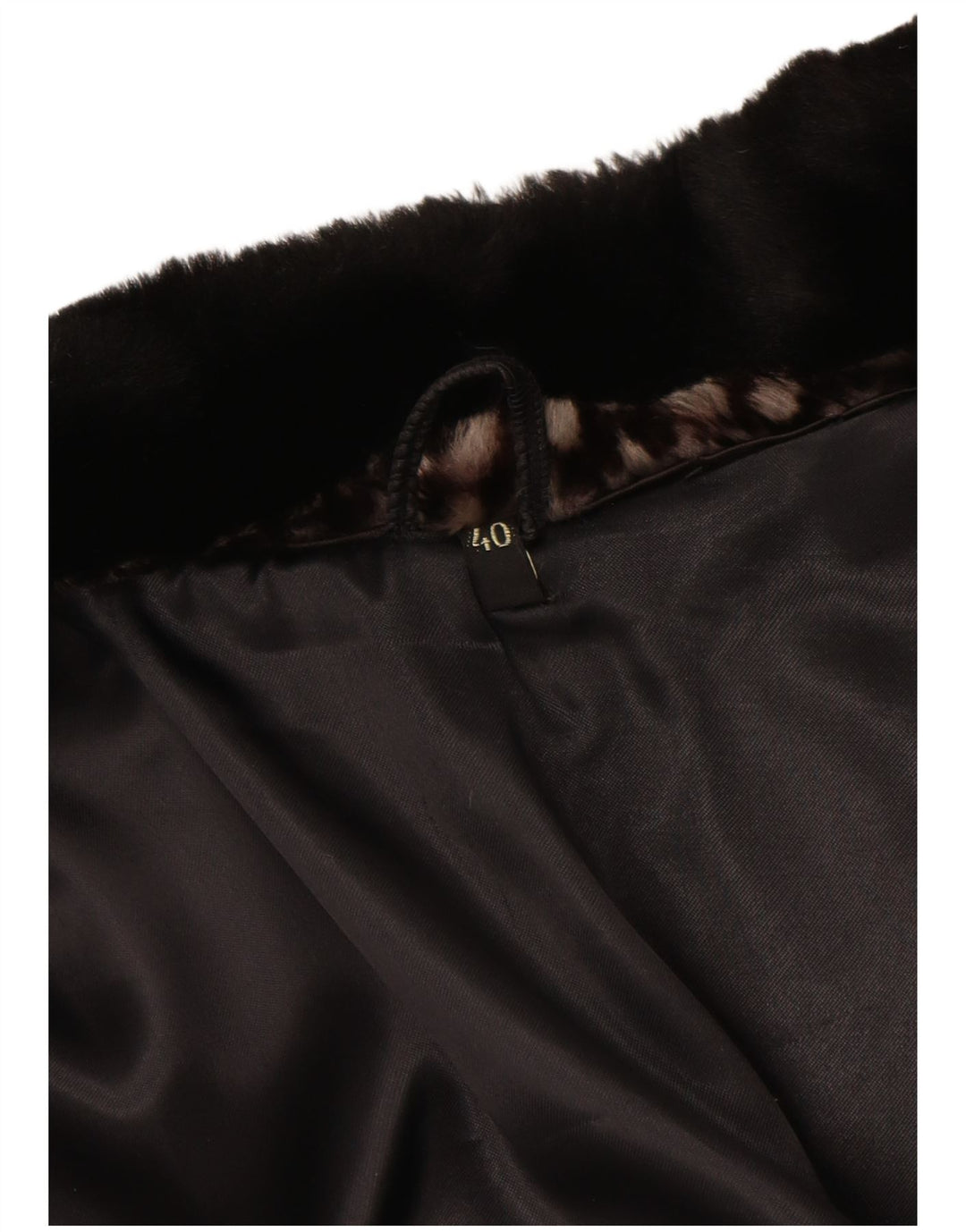 VINTAGE Womens Faux Fur Overcoat EU 40 Medium Brown Geometric