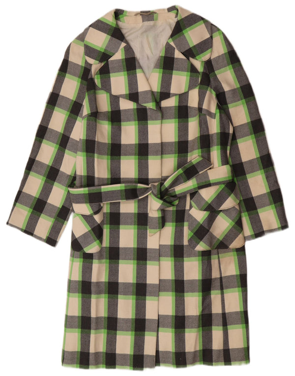 Vintage Womens Overcoat UK 12 Medium Multicoloured Check New Wool