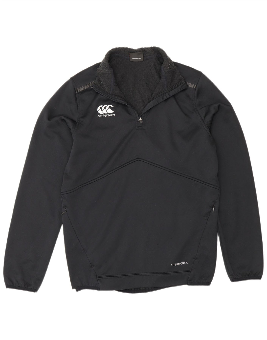 Canterbury Mens Zip Neck Sweatshirt Jumper Small Black Polyester
