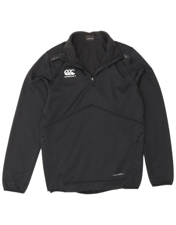 Canterbury Mens Zip Neck Sweatshirt Jumper Small Black Polyester