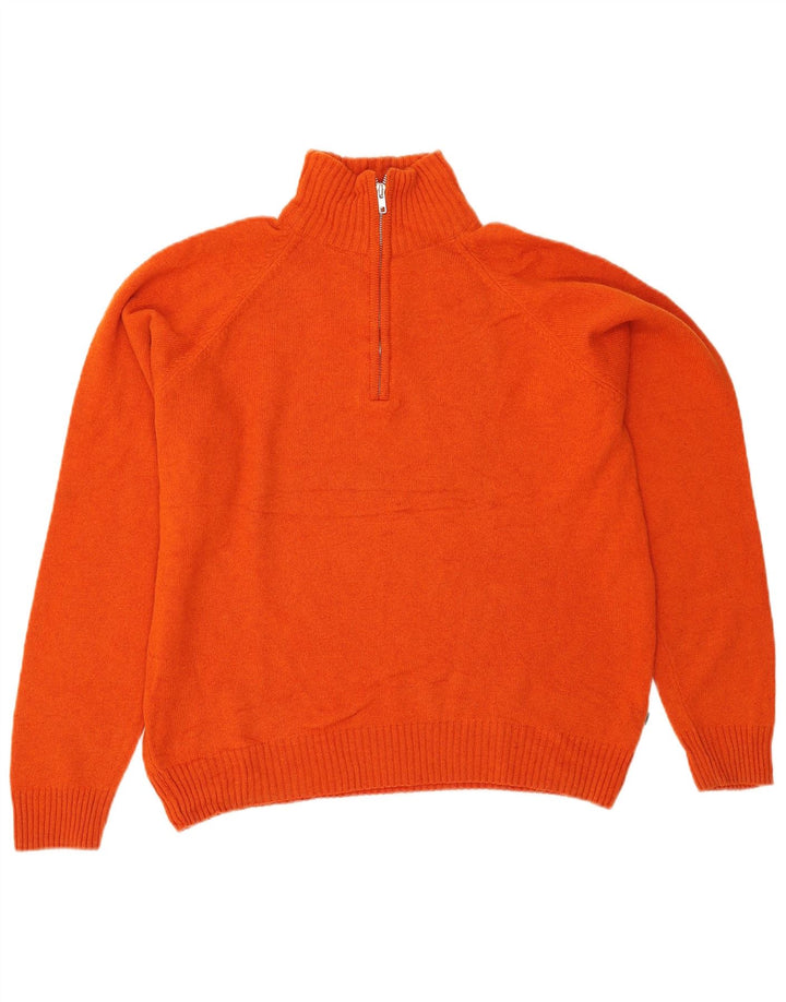 Asics Mens Zip Neck Jumper Sweater Medium Orange Wool