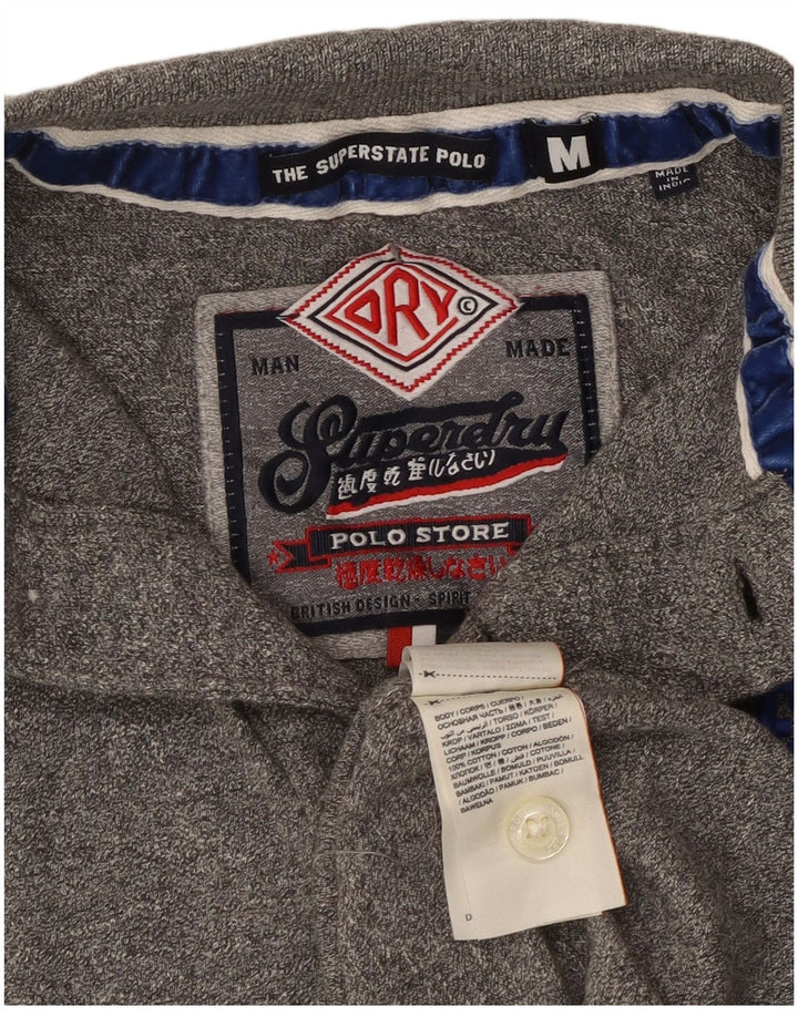 SUPERDRY Mens Graphic Polo Shirt Medium Grey Cotton