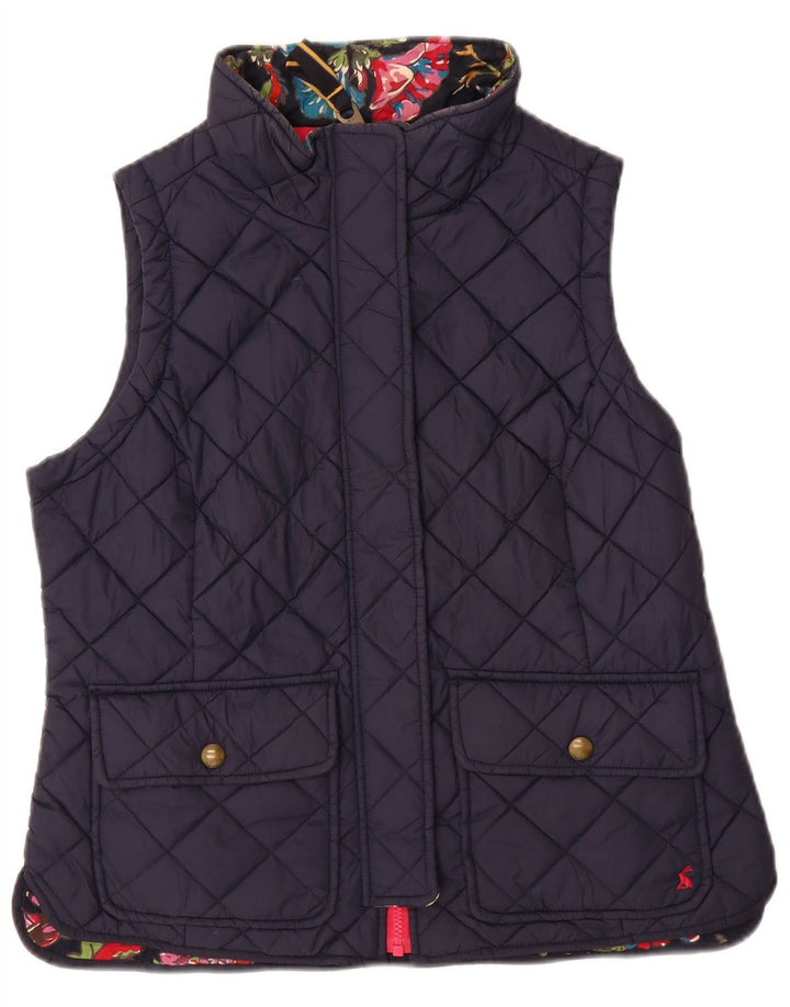JOULES Womens Quilted Gilet UK 14 Large  Navy Blue Polyamide