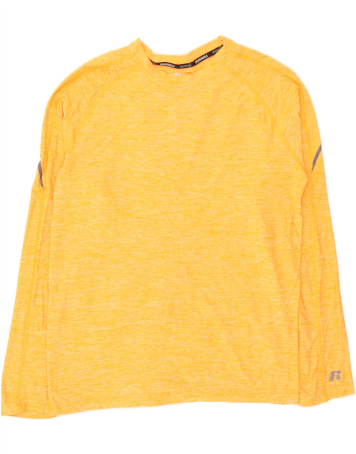 RUSSELL ATHLETIC Boys Top Long Sleeve 14-15 Years XL Orange Polyester Vintage Russell Athletic and Second-Hand Russell Athletic from Messina Hembry 