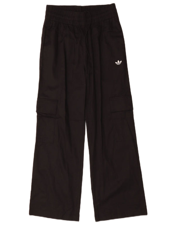 ADIDAS Womens High Waist Cargo Trousers UK 8/10 Small W25 L28  Black