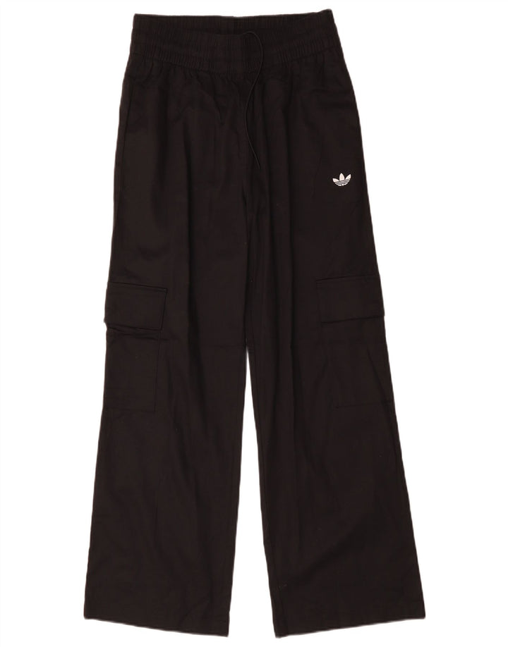 ADIDAS Womens High Waist Cargo Trousers UK 8/10 Small W25 L28  Black