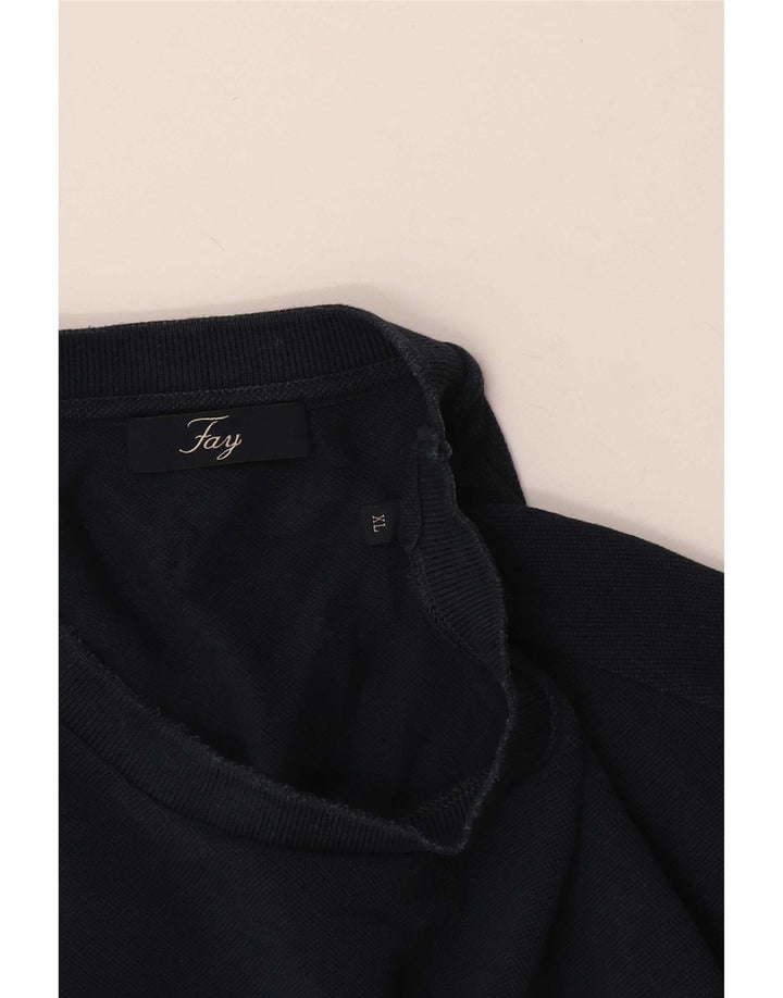 Fay Mens T-Shirt Top XL Navy Blue Striped