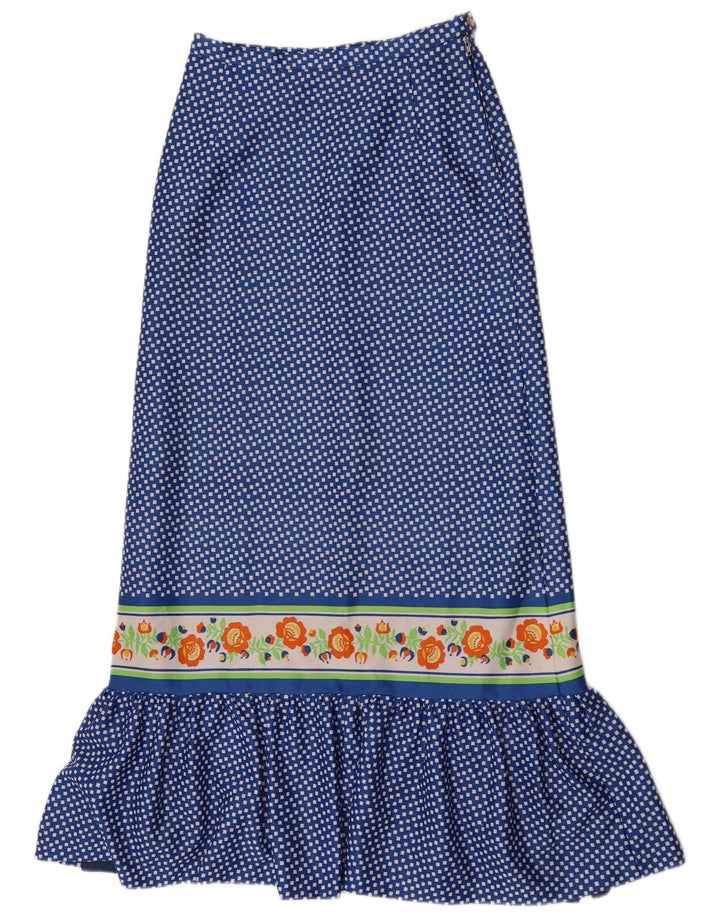 Vintage Womens Maxi Skirt W28 Medium Blue Geometric