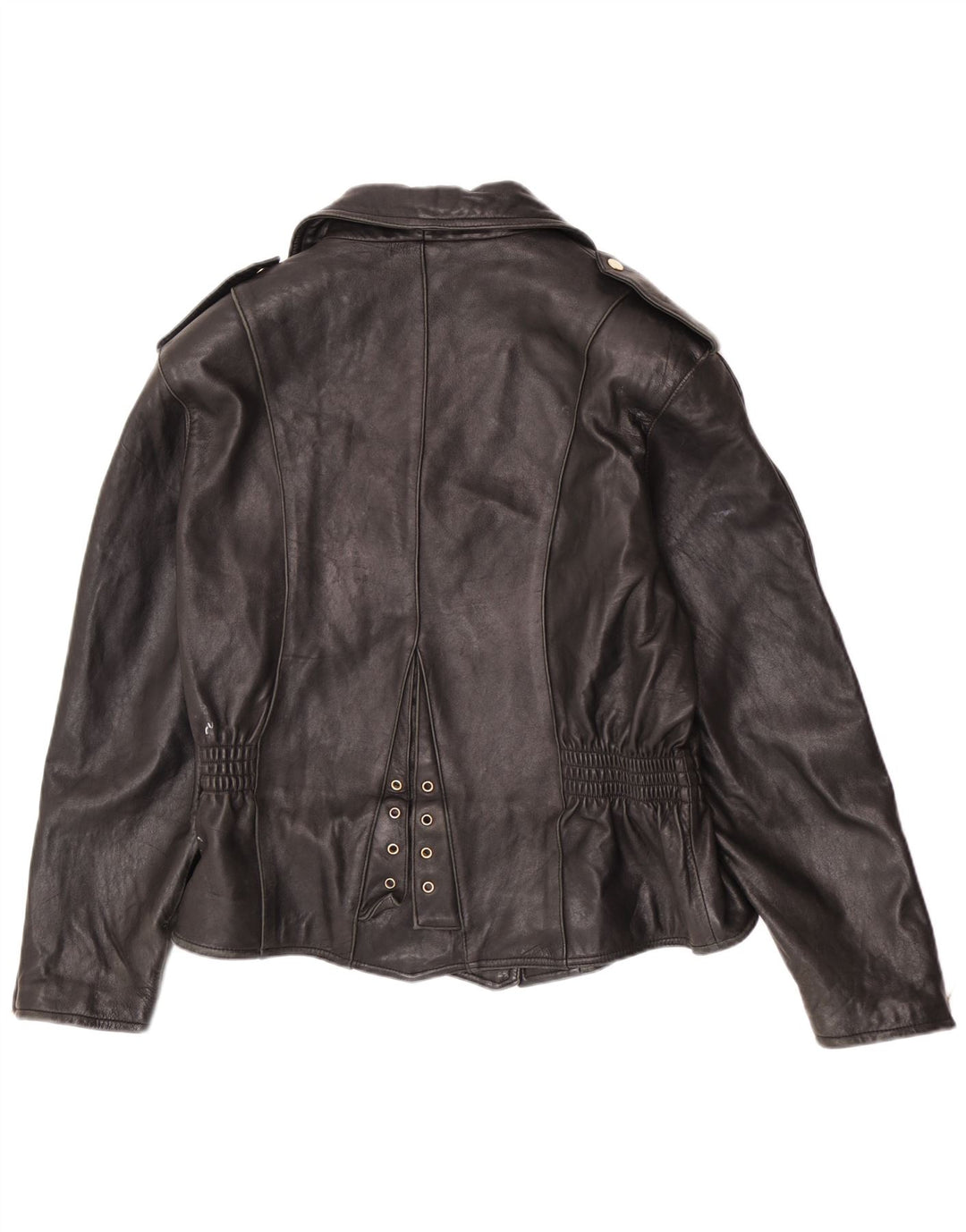 Vintage Womens Leather Biker Jacket EU 40 Medium Black
