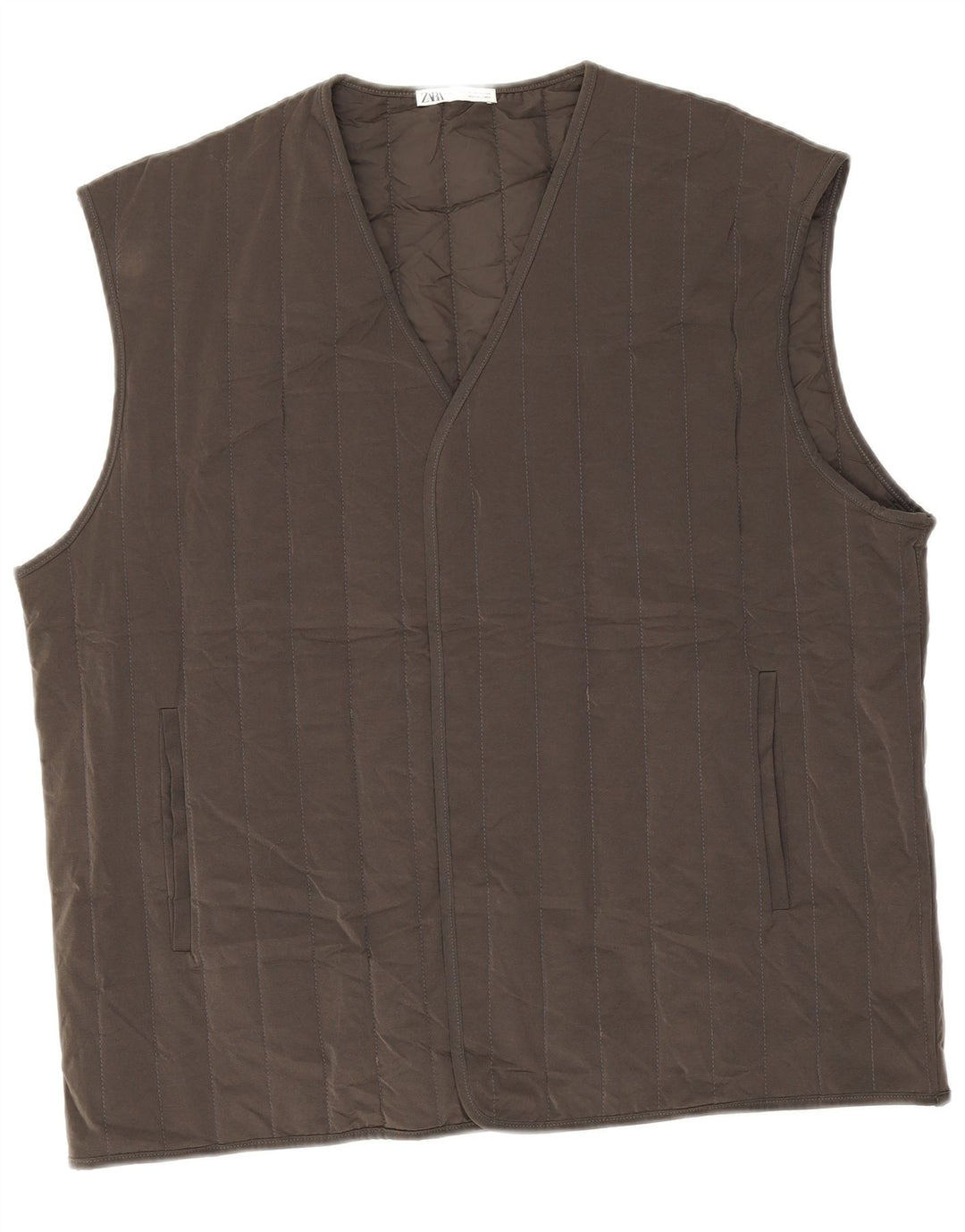 Zara Mens Padded Gilet UK 40 Large Grey Polyester
