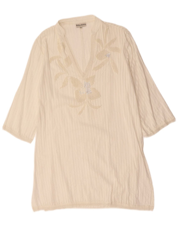 Antica Sartoria Womens 3/4 Sleeve Tunic Dress UK 14 Medium White Striped