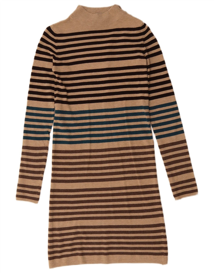 KOOKAI Womens Long Sleeve Jumper Dress US 0 XS Beige Striped