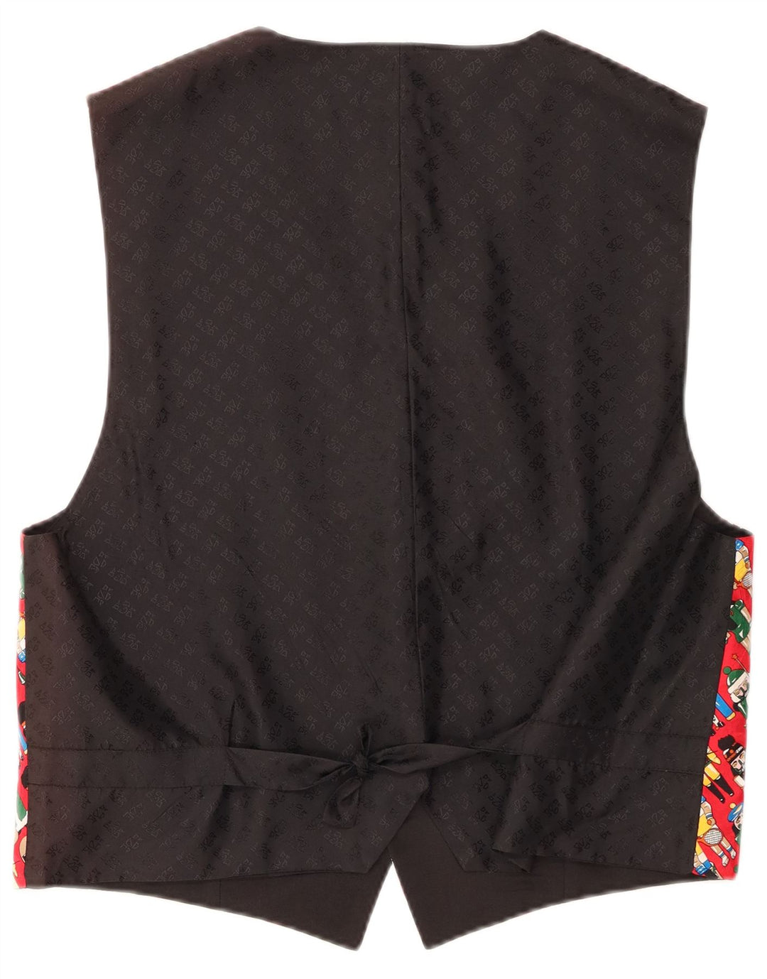VINTAGE Mens Abstract Pattern Waistcoat XL Red Viscose