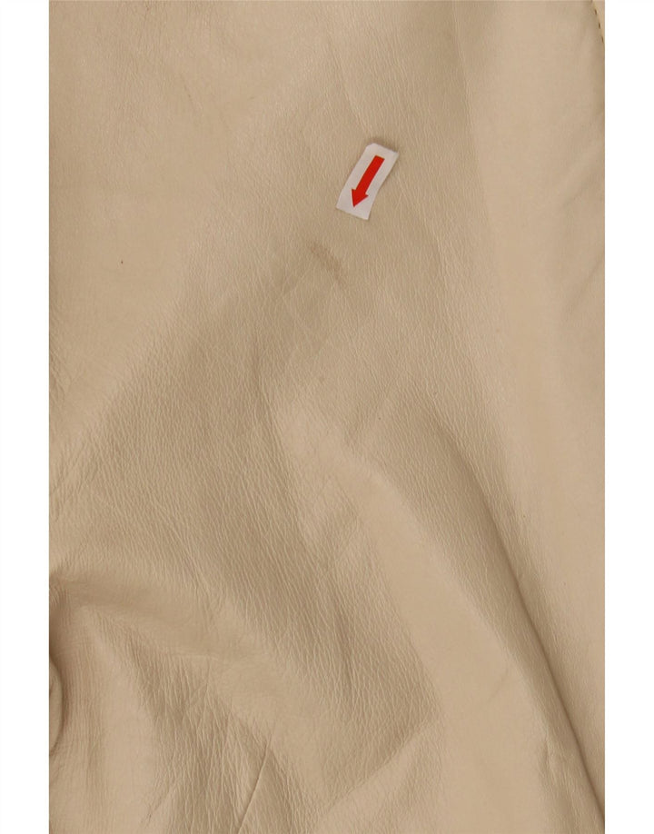VINTAGE Womens Leather Jacket IT 46 Large Beige Leather