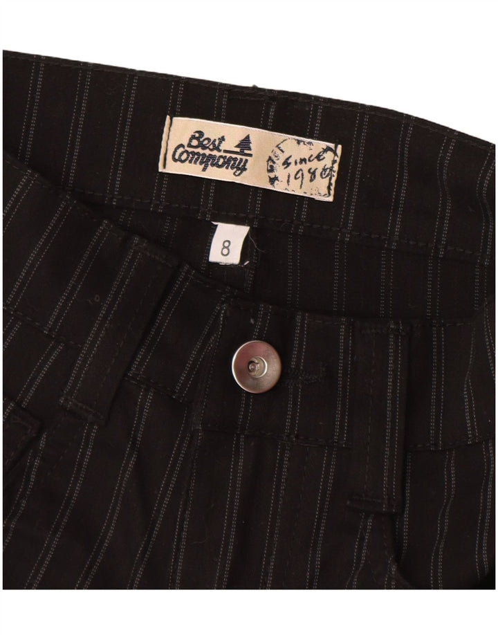 BEST COMPANY Girls Casual Trousers 7-8 Years W24 L25 Black Pinstripe