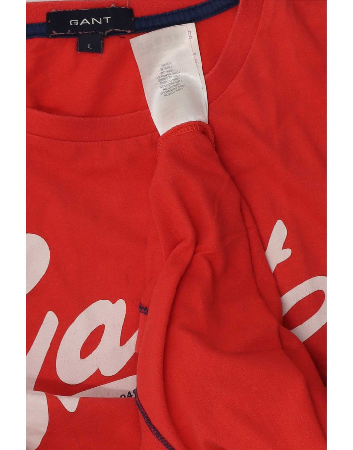 Gant Mens Graphic T-Shirt Top Large Red Cotton