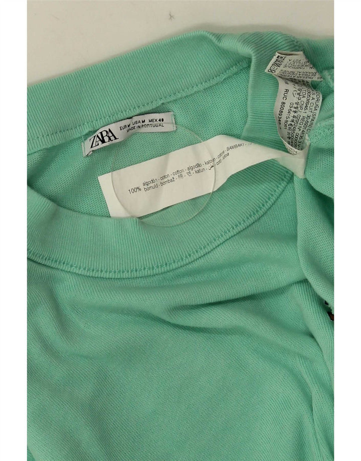 Zara Mens Graphic T-Shirt Top Medium Green Cotton