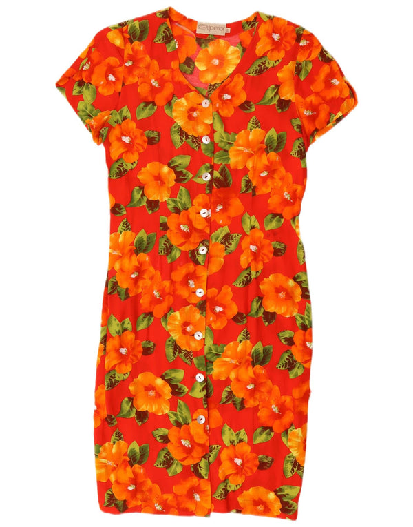 Superior Womens Short Sleeves Shirt Dress IT 46 Large Red Floral
