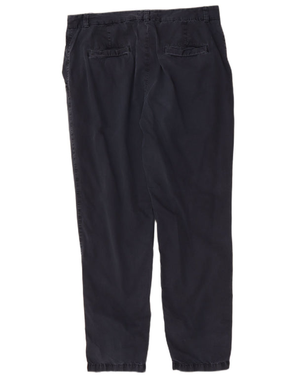 Marks & Spencer Womens Tapered Chino Trousers UK 14 Large W34 L29 Navy Blue