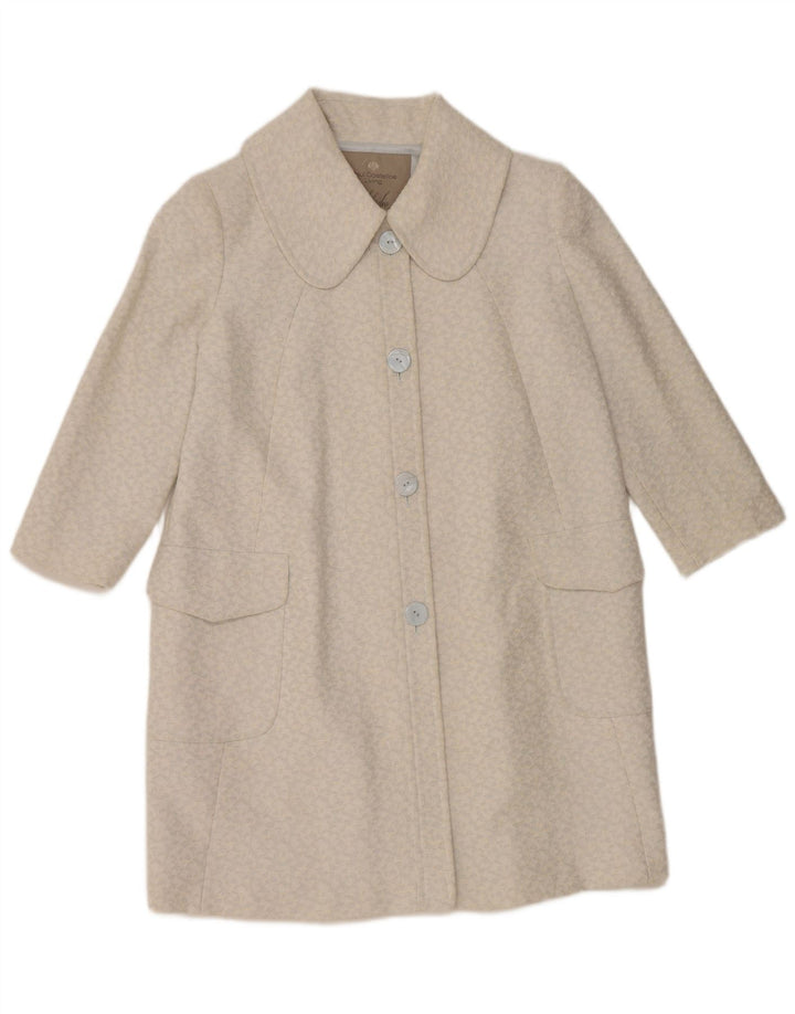 Paul Costelloe Womens 3/4 Sleeve Overcoat UK 12 Medium Blue Geometric