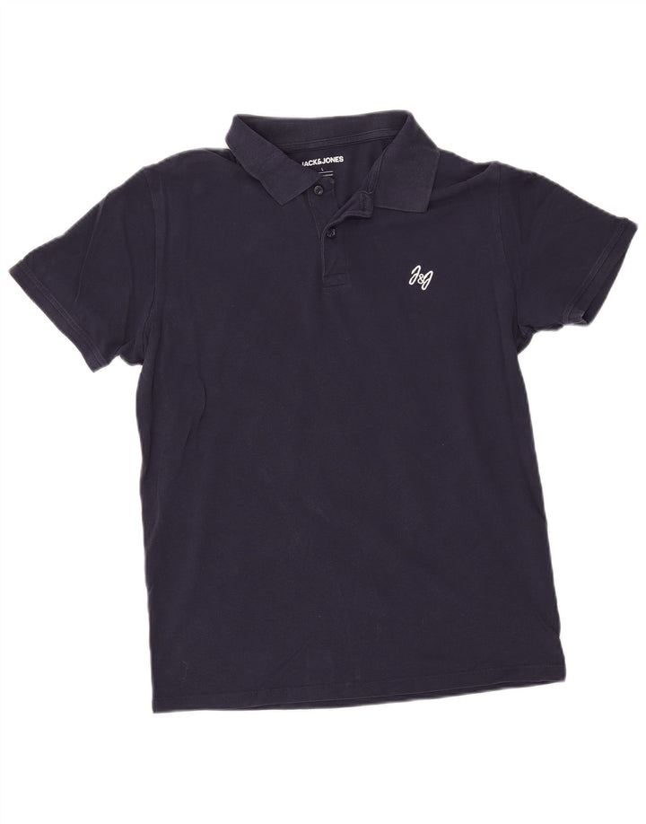 Jack & Jones Mens Polo Shirt Large Navy Blue Cotton