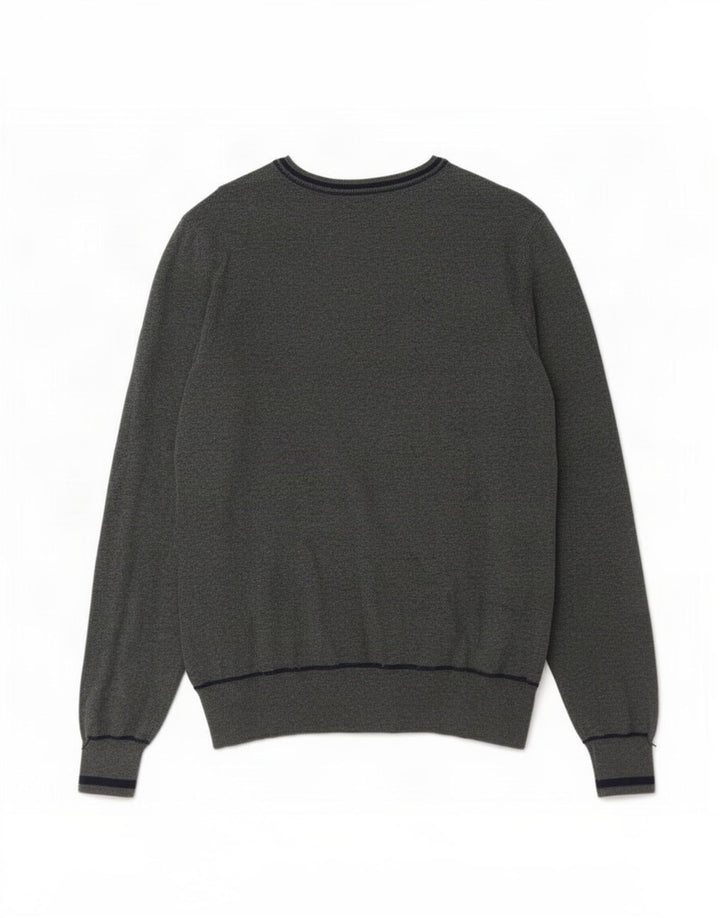Zara Mens Graphic V-Neck Jumper Sweater Medium Grey