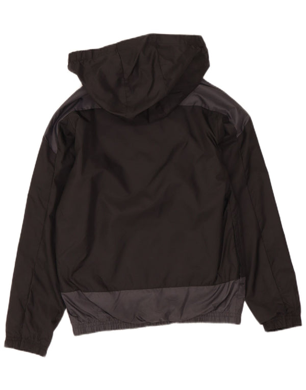 PUMA Girls Graphic Hooded Rain Jacket 7-8 Years Black Colourblock Nylon