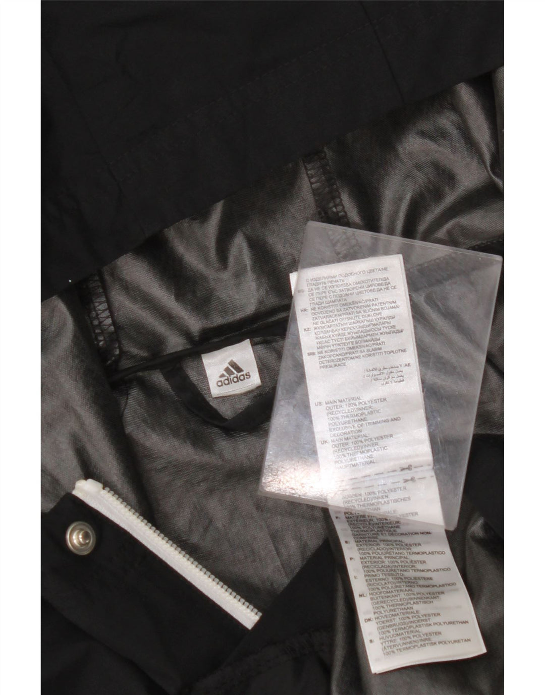 ADIDAS Mens Hooded Rain Jacket UK 38 Medium Black Polyester