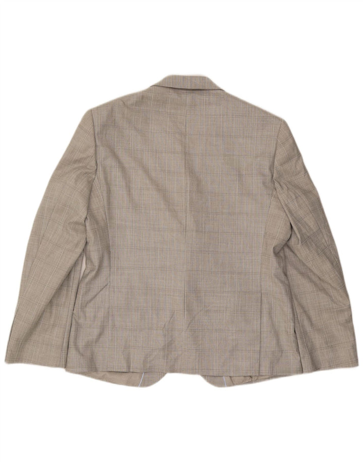 Marks & Spencer Mens Tailored 2 Button Blazer Jacket UK 42 Large Grey Check
