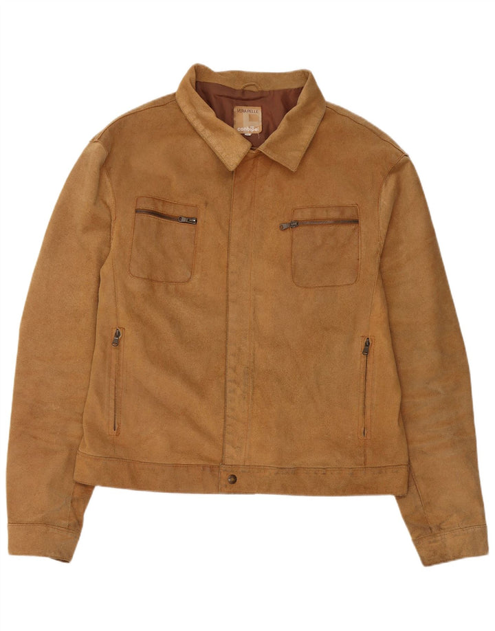 Conbipel Mens Suede Jacket IT 56 2XL Beige Leather