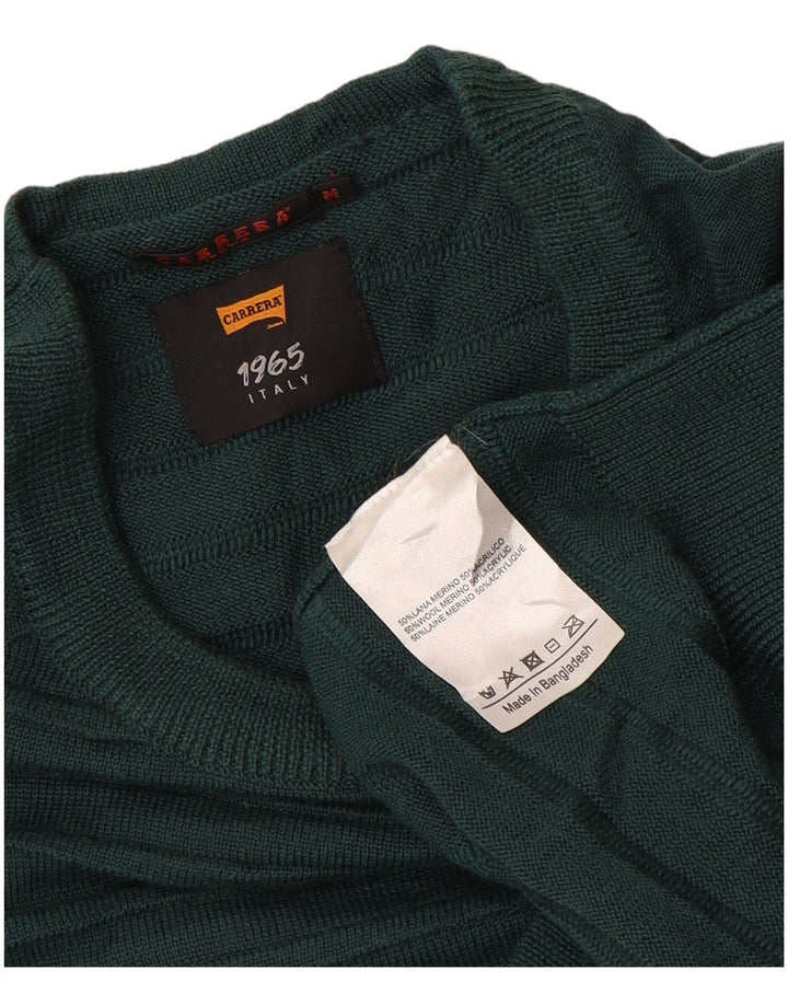CARRERA Womens Boat Neck Jumper Sweater UK 14 Medium Green Striped