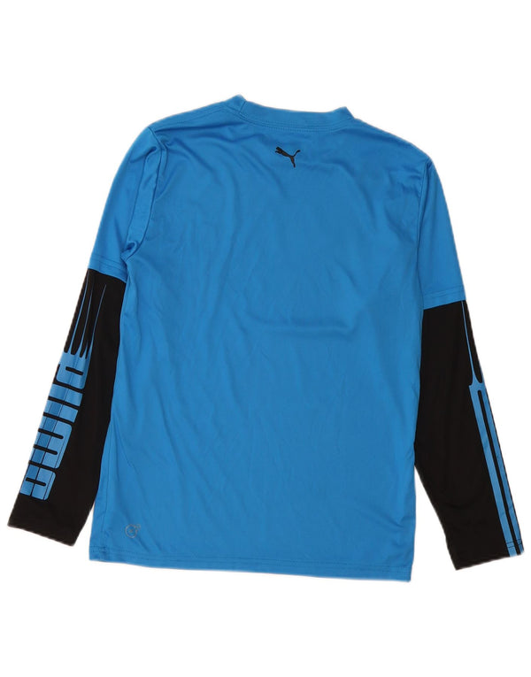 Puma Boys Graphic Top Long Sleeve 11-12 Years Blue Colourblock Polyester