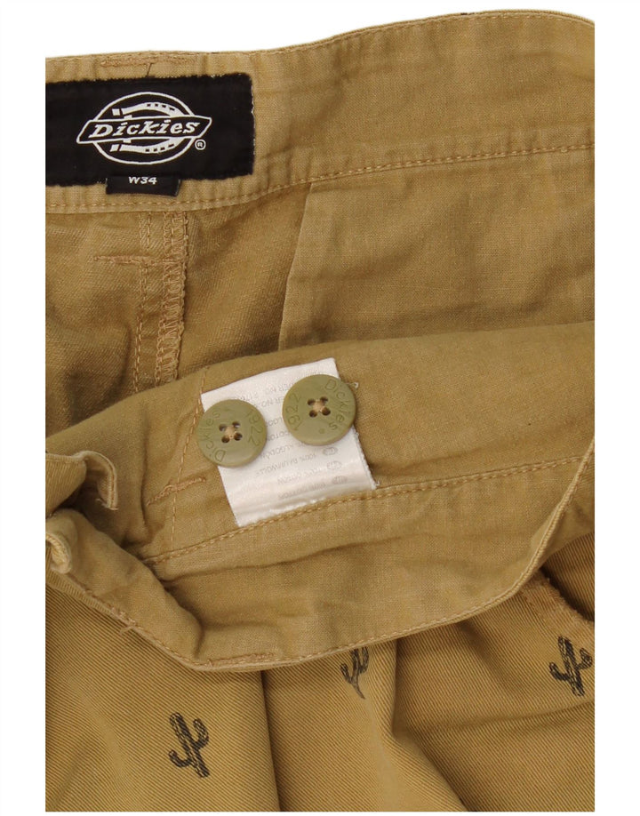 DICKIES Mens Chino Shorts W34 Large  Beige Spotted Cotton