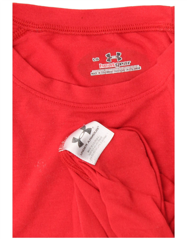 UNDER ARMOUR Mens Heat Gear T-Shirt Top Large Red Polyester