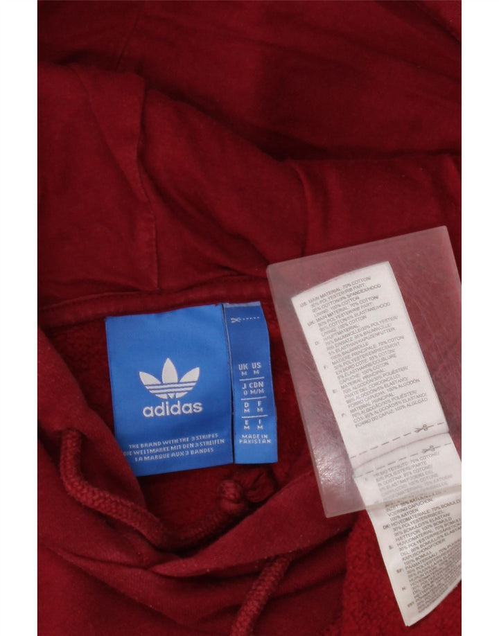 ADIDAS Mens Graphic Hoodie Jumper Medium Burgundy Cotton
