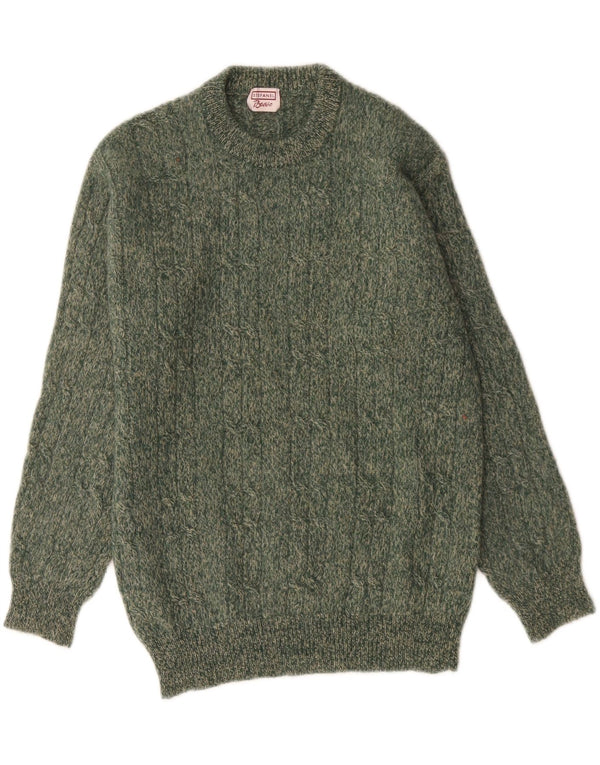 Stefanel Mens Crew Neck Jumper Sweater Small Green Flecked