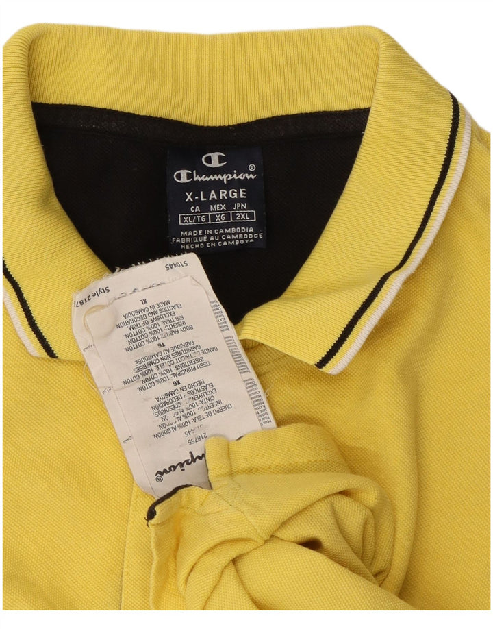 CHAMPION Mens Polo Shirt XL Yellow Cotton