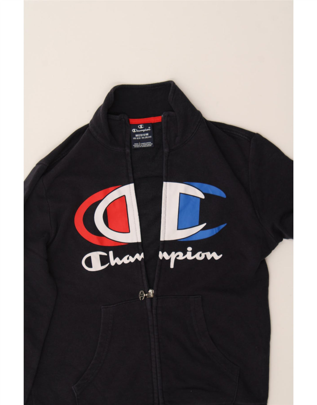 CHAMPION Boys Graphic Tracksuit Top Jacket 9-10 Years Medium Navy Blue Vintage Champion and Second-Hand Champion from Messina Hembry 