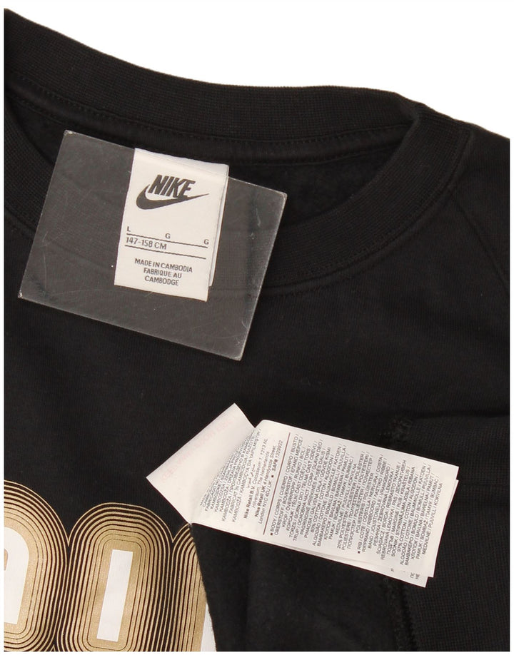 Nike Boys Air Graphic Sweatshirt Jumper 12-13 Years Large Black Polyester