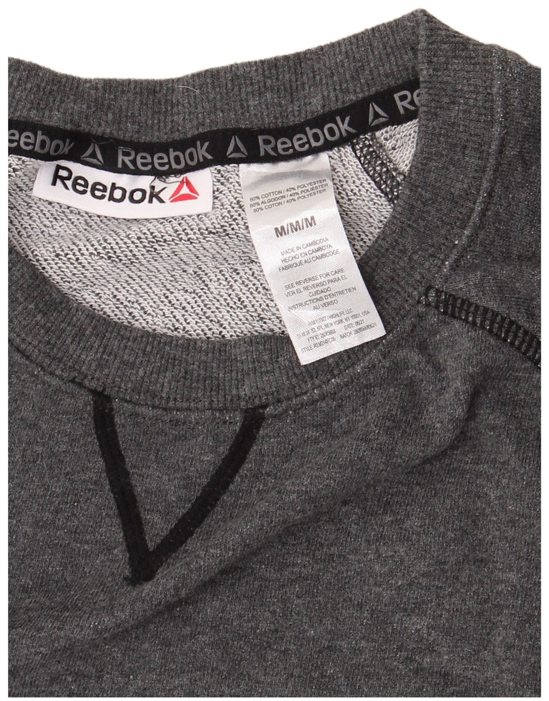 REEBOK Mens Graphic Sweatshirt Jumper Medium Grey Cotton