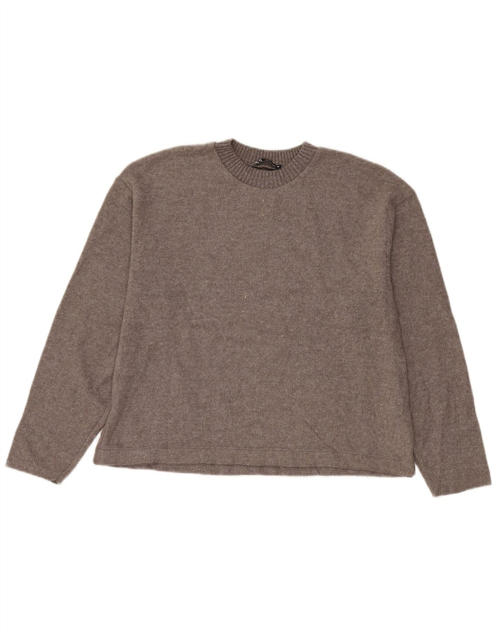 Zara Womens Oversized Crew Neck Jumper Sweater UK 10 Small Grey Polyester
