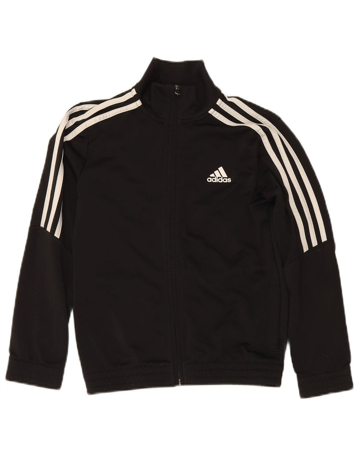 Adidas Boys Tracksuit Top Jacket 9-10 Years Black Polyester