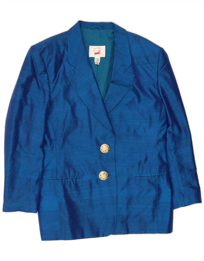 MONDI Womens 2 Button Blazer Jacket EU 40 Medium Blue Silk Vintage Mondi and Second-Hand Mondi from Messina Hembry 