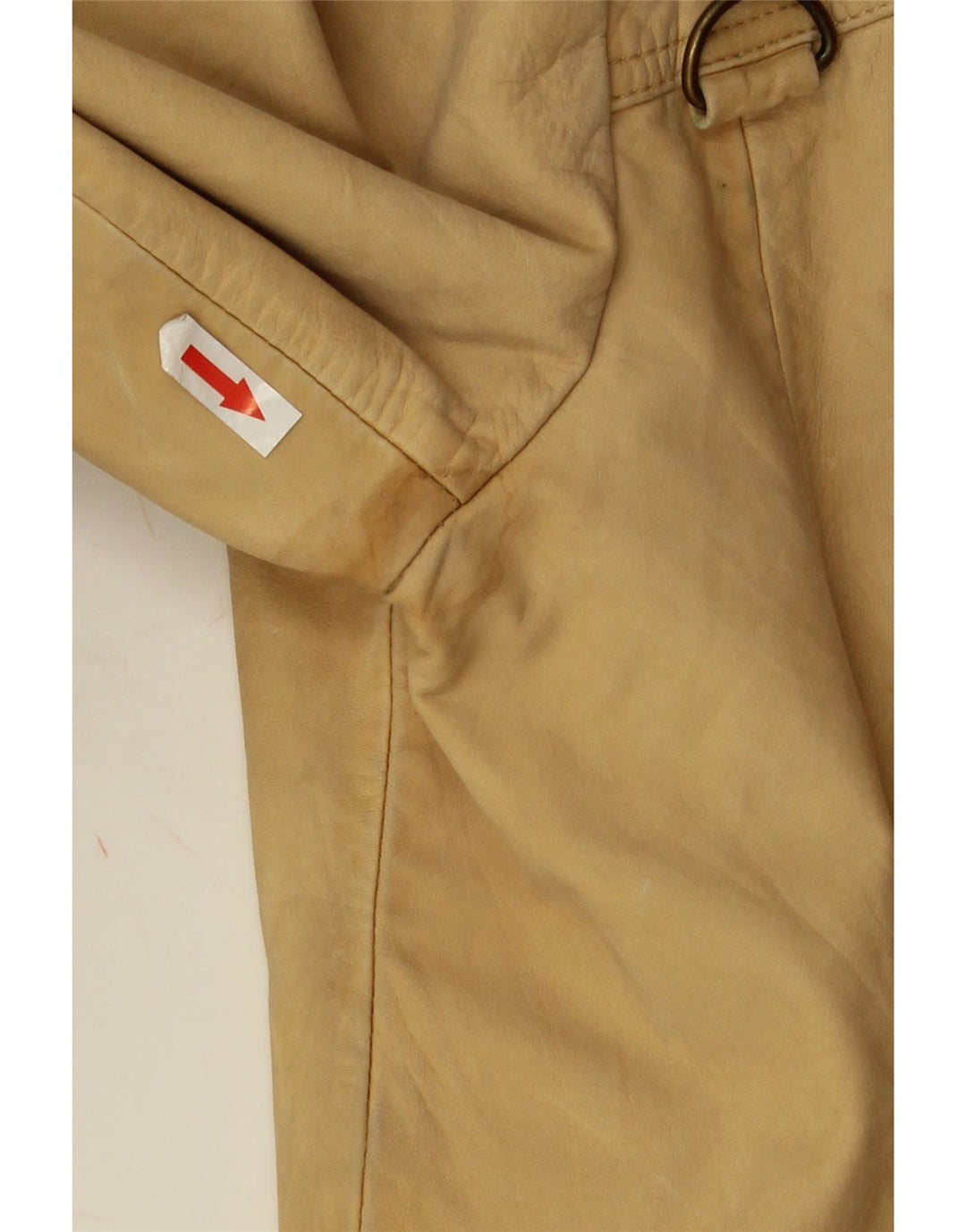 Massimo Rebecchi Mens Leather Biker Jacket IT 54 2XL Beige Leather