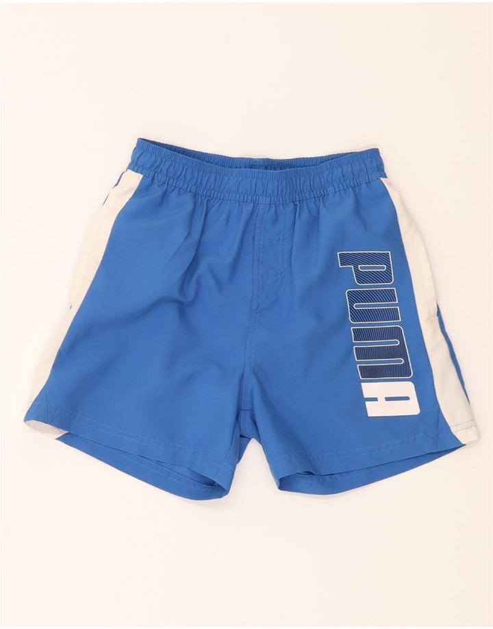 PUMA Boys Graphic Sport Shorts 9-10 Years  Blue Colourblock Polyester Vintage Puma and Second-Hand Puma from Messina Hembry 