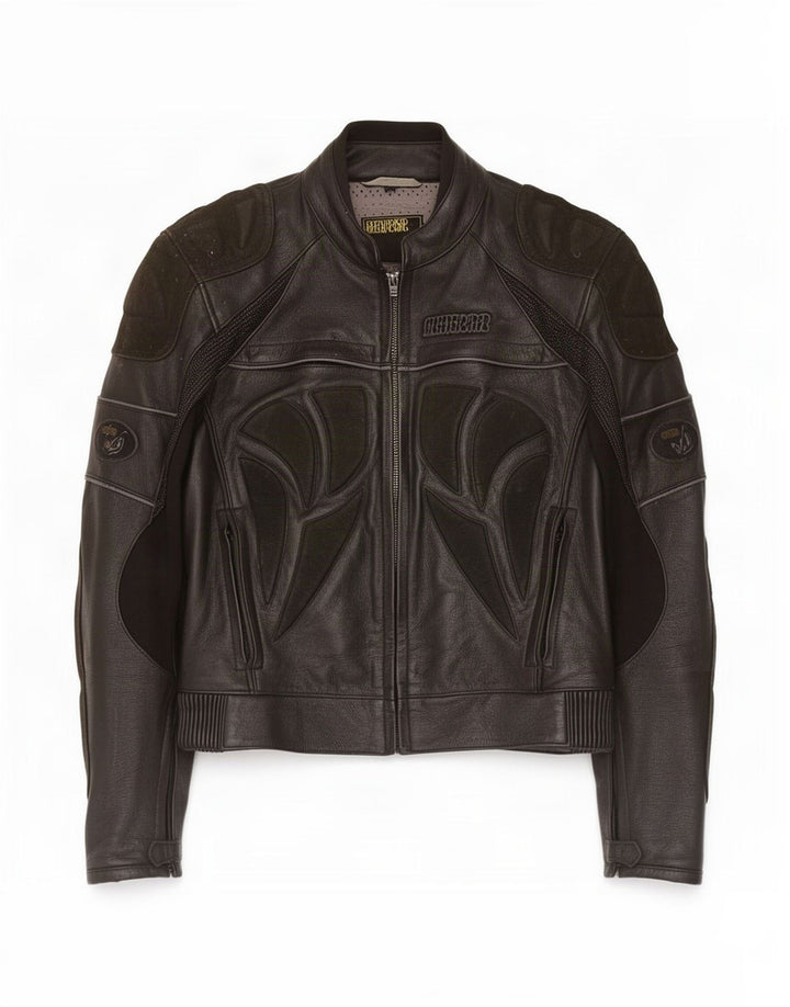 Streetfighter Mens Leather Racer Jacket IT 48 Medium Black
