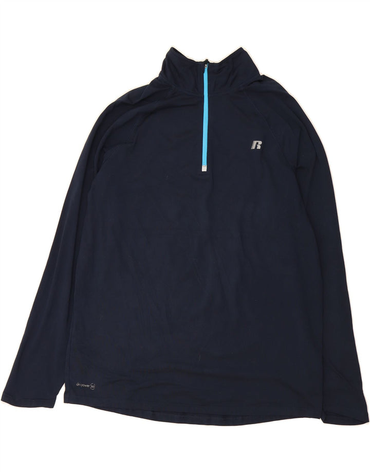 RUSSELL ATHLETIC Mens Zip Neck Pullover Tracksuit Top Large Navy Blue Vintage Russell Athletic and Second-Hand Russell Athletic from Messina Hembry 