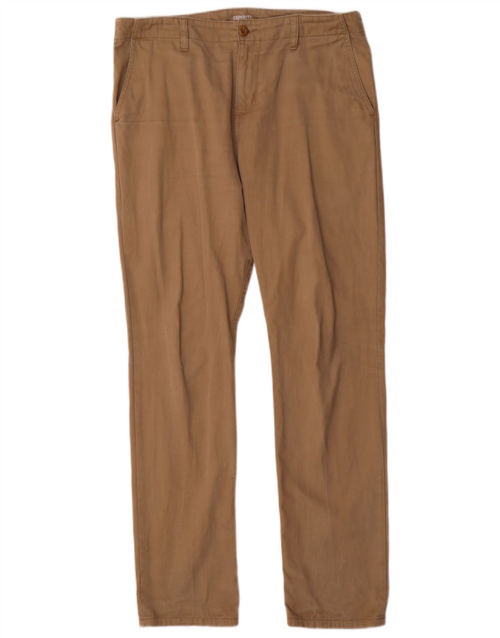 CARHARTT Mens Slim Chino Trousers W34 L32 Beige Cotton