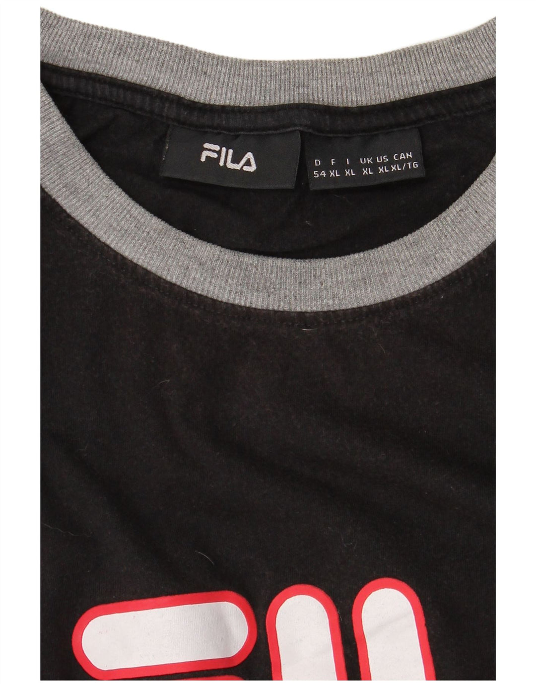FILA Mens Graphic T-Shirt Top XL Black Colourblock